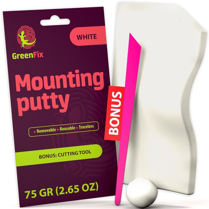 GreenFix Mounting Putty 2.65oz - White Museum Adhesive Sticky Tack Removable - Tacky for Collectibles Figurines Arts & Crafts - Poster for Walls Non Marking - Image 1